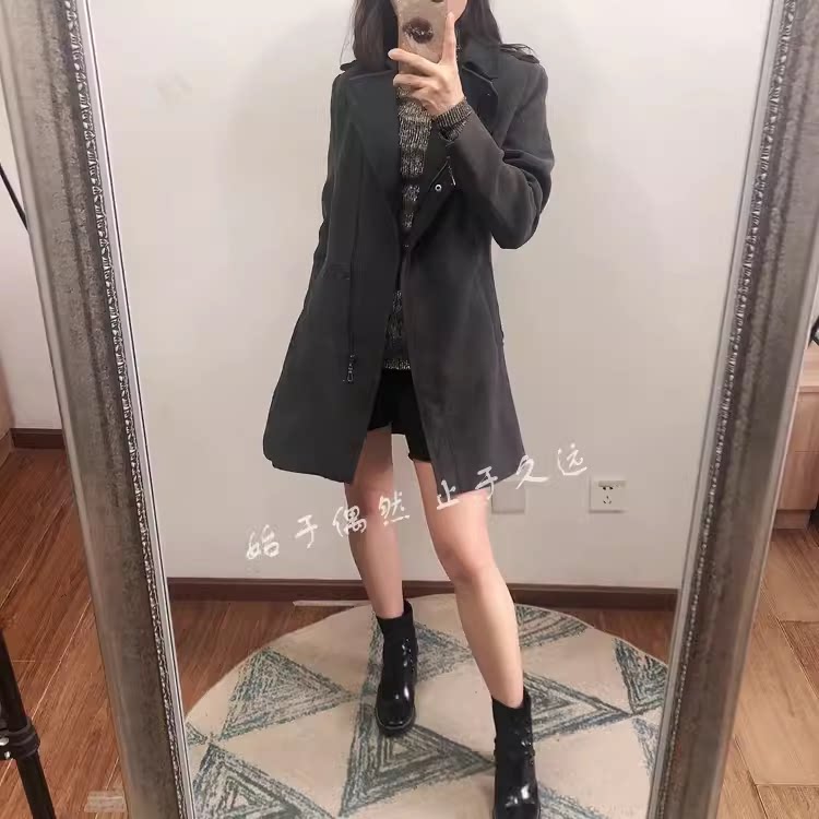 【过季亏清】拼接剪裁大师 反叛时髦 厚实修身收腰显瘦毛呢外套女