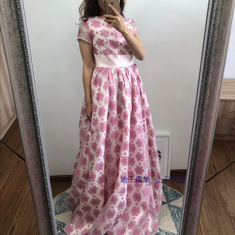 浪漫剪裁 重工网纱刺绣晚礼服中长款公主风连衣裙主持年会晚宴裙