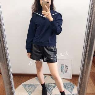 风侵袭 温柔 织带拼接海军翻领卫衣女套头宽松休闲 新品 2025春季