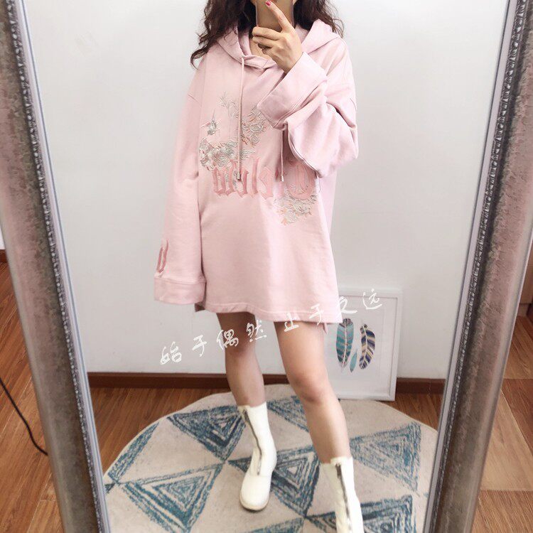 2025春季 阿多诺的梦里 连帽卫衣女长袖宽松中长款chic上衣女装潮