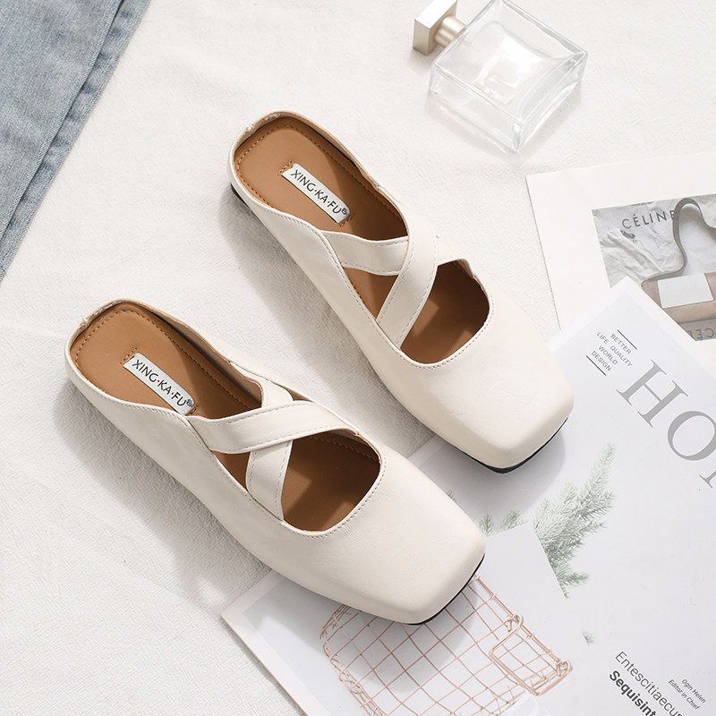 仙女风凉拖鞋2025夏季新款复古包头半拖鞋外穿平底晚晚玛丽珍单鞋