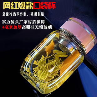 加厚耐热玻璃杯便携茶水分离小巧男女通用大容量墩墩杯胖胖杯