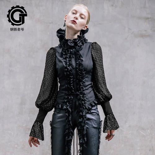 Ретро шифоновая рубашка, стиль Лолита, европейский стиль, облегающий крой