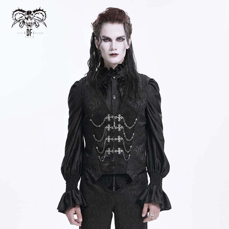 Devil fashion恶魔时尚 哥特暗黑系百搭拉链蕾丝马甲男【WT089】