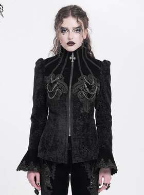 Devil Fashion恶魔时尚女装哥特 圆立领绒料外套 CT25801