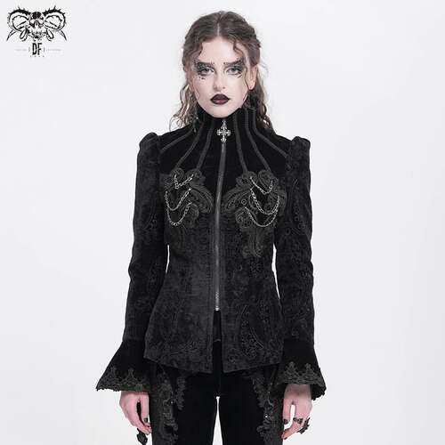 Devil Fashion恶魔时尚女装哥特 圆立领绒料外套 CT25801