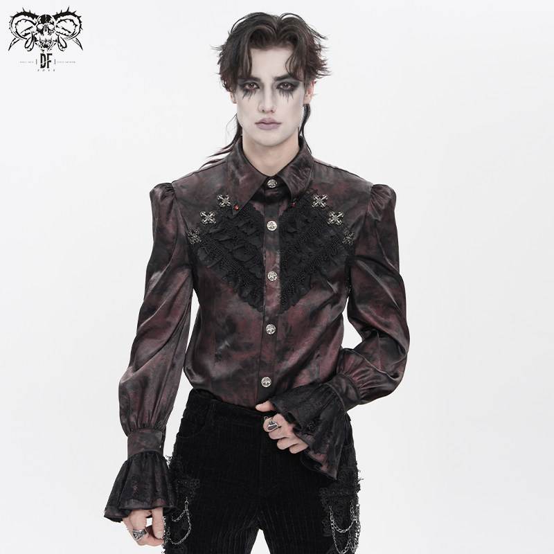 DEVIL FASHION恶魔时尚双色梭织长袖哥特衬衣【SHT15701/2】