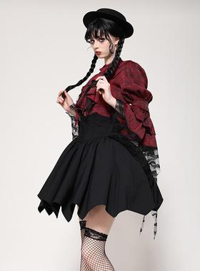 Dark in Love个性原创欧美哥特哥特红色狱火破败感衬衫IW119