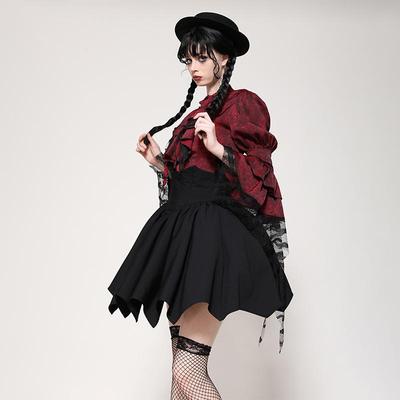 Dark in Love个性原创欧美哥特哥特红色狱火破败感衬衫IW119