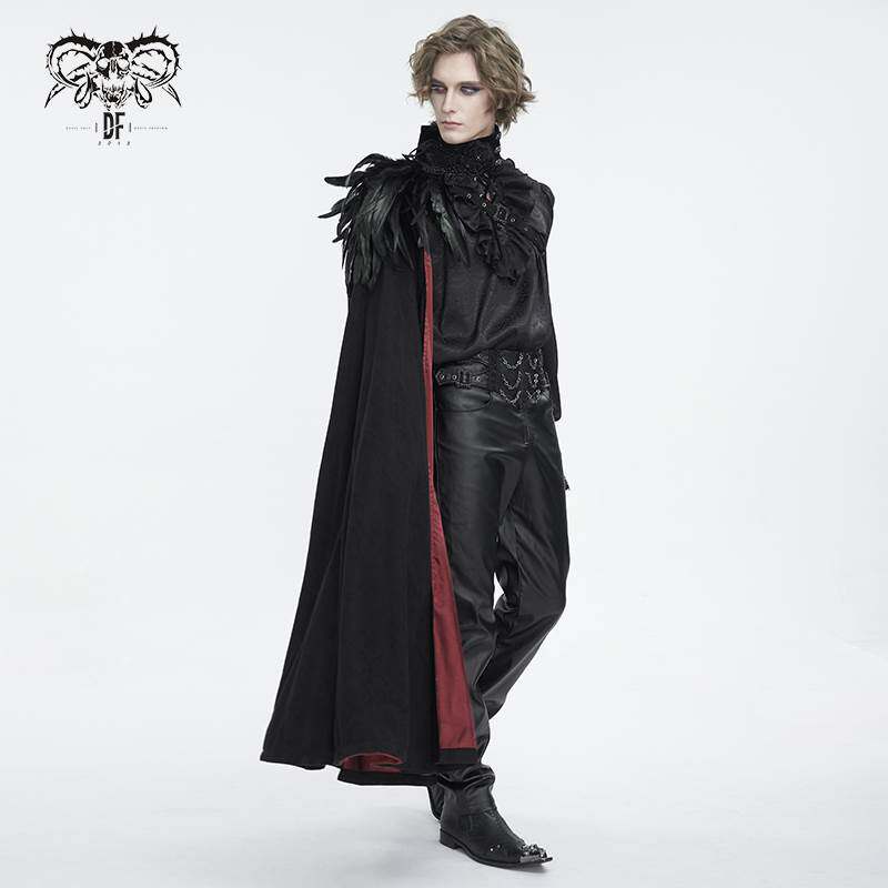 Devil Fashion恶魔时尚男装哥特朋克暗黑单肩长款披风男士CA043