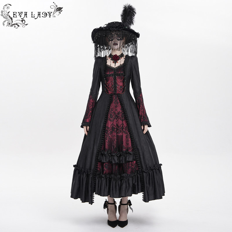Devil Fashion恶魔时尚女装哥特 红色蓬蓬裙长裙连衣裙ESKT06602