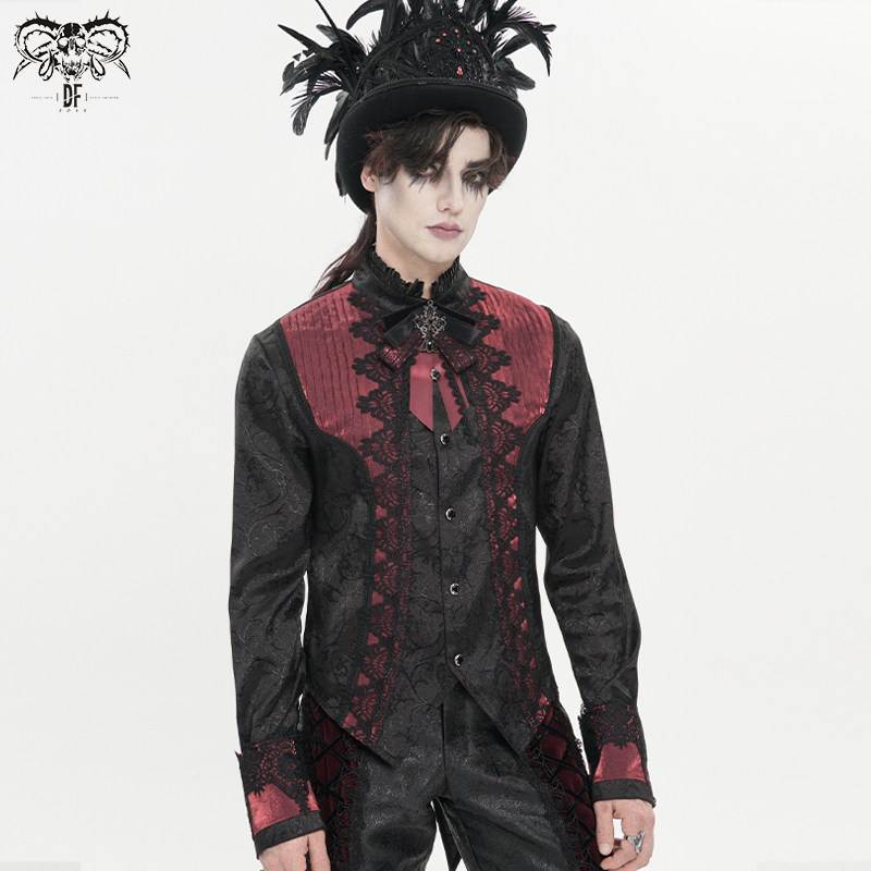 DEVIL FASHION恶魔时尚树枝纹梭织压折长袖衬衫【SHT15801/2】