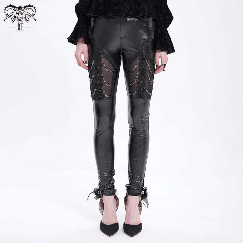 Devil Fashion恶魔时尚女装压花四面弹皮裤PT268