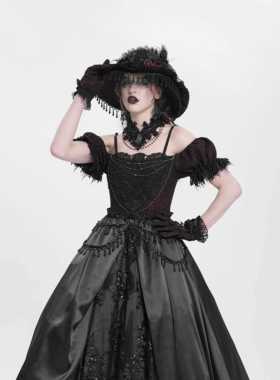 EVA LADY恶魔时尚女装哥特朋克暗黑亮片蕾丝礼服连衣裙ESKT05701