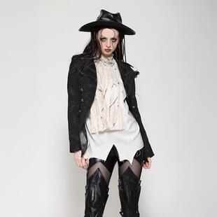 Dark in Love个性原创欧美哥特冷酷骑士风哥特大翻领外套JW278