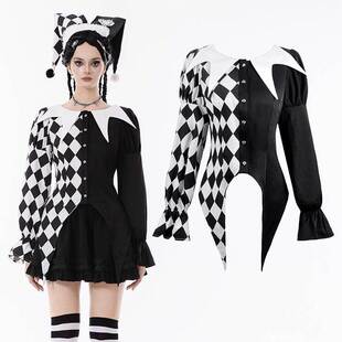 钻石图案衬衫 DARK 洛丽塔哈莱金风格 LOVE哥特女装 IW132