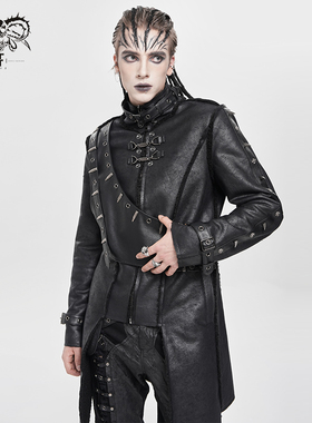 |DevilFashion哥特风黑色绑带装饰皮衣外套CT256