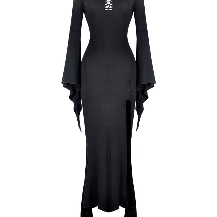 哥特女装黑暗哥特式开衩连衣裙