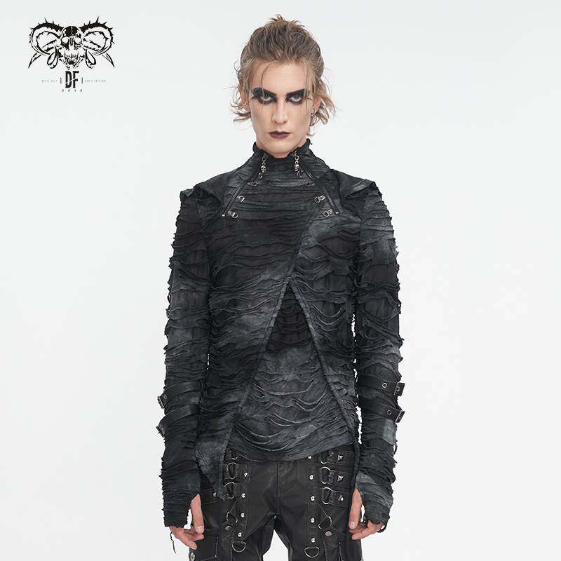 Devil Fashion恶魔时尚男装哥特朋克暗黑不规则连帽男士卫衣TT275
