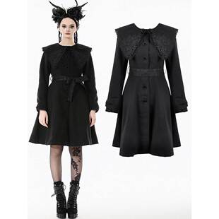 DARK IN LOVE哥特女装 蝴蝶结刺绣保暖外套JW292