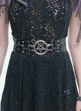 Devil Fashion恶魔时尚哥特朋克暗黑倒五角星弹力带腰封AS153