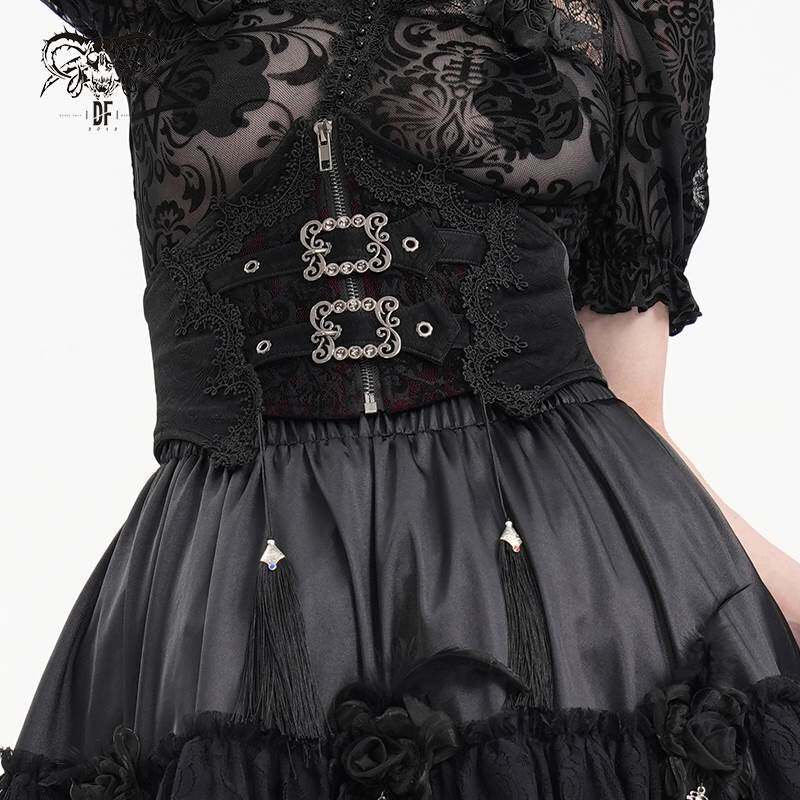 Devil Fashion恶魔时尚女装哥特暗黑流苏紧身胸衣裹胸 AS199