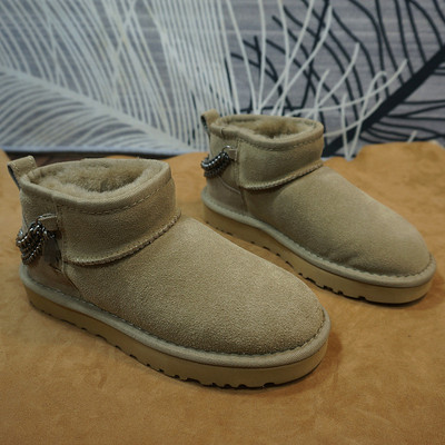 羊毛短筒靴冬季新款真皮羊皮毛一体女士雪地靴套筒保暖棉靴27-7A