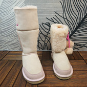 秋冬新款 真皮羊皮毛一体雪地靴中筒毛球保暖棉靴两穿棉鞋