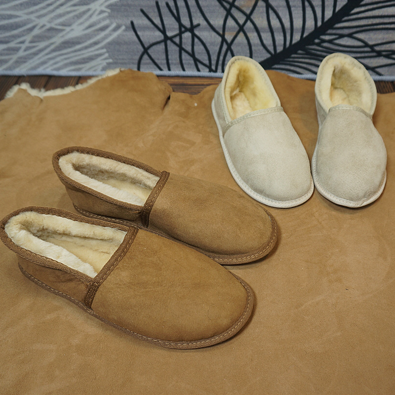 家居鞋 真皮羊毛鞋  平跟软底男女情侣款居家鞋  保暖毛毛鞋91-6