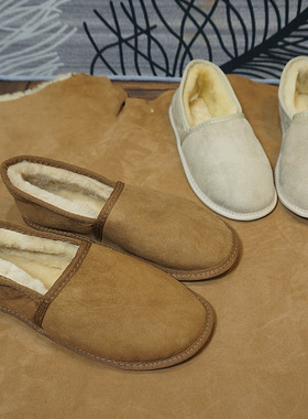 家居鞋 真皮羊毛鞋  平跟软底男女情侣款居家鞋  保暖毛毛鞋91-6