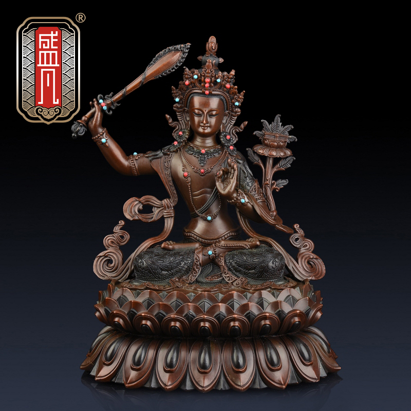 纯铜密宗文殊菩萨佛像摆件工艺品