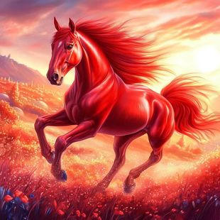 红马装饰画汗血宝马国画马到成功壁画餐厅中式装饰画办不干胶贴纸