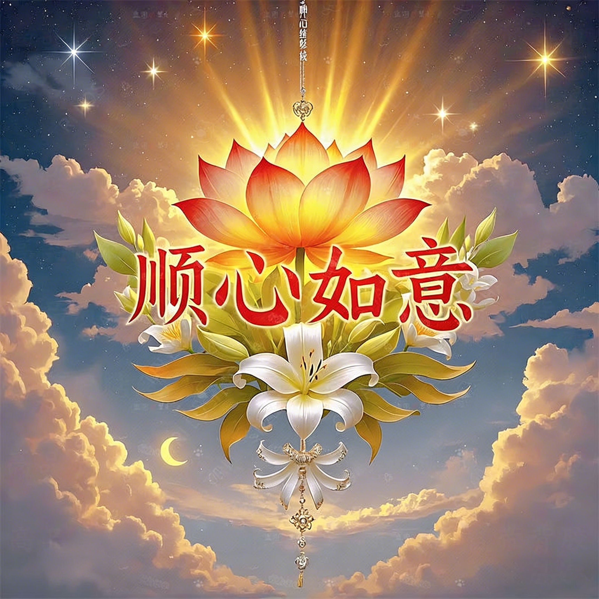 万事如意鸿运当头海报贴画玄关客厅招财进宝好运莲莲墙不干胶贴纸