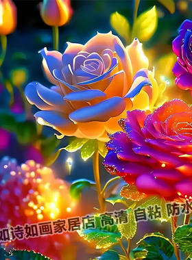 唯美紫罗兰富贵牡丹花图案贴画客厅沙发新款万能不干胶贴纸