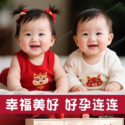 宝宝画报墙贴宝宝画送子图挂画求子助孕宝宝贴画漂亮海不干胶贴纸