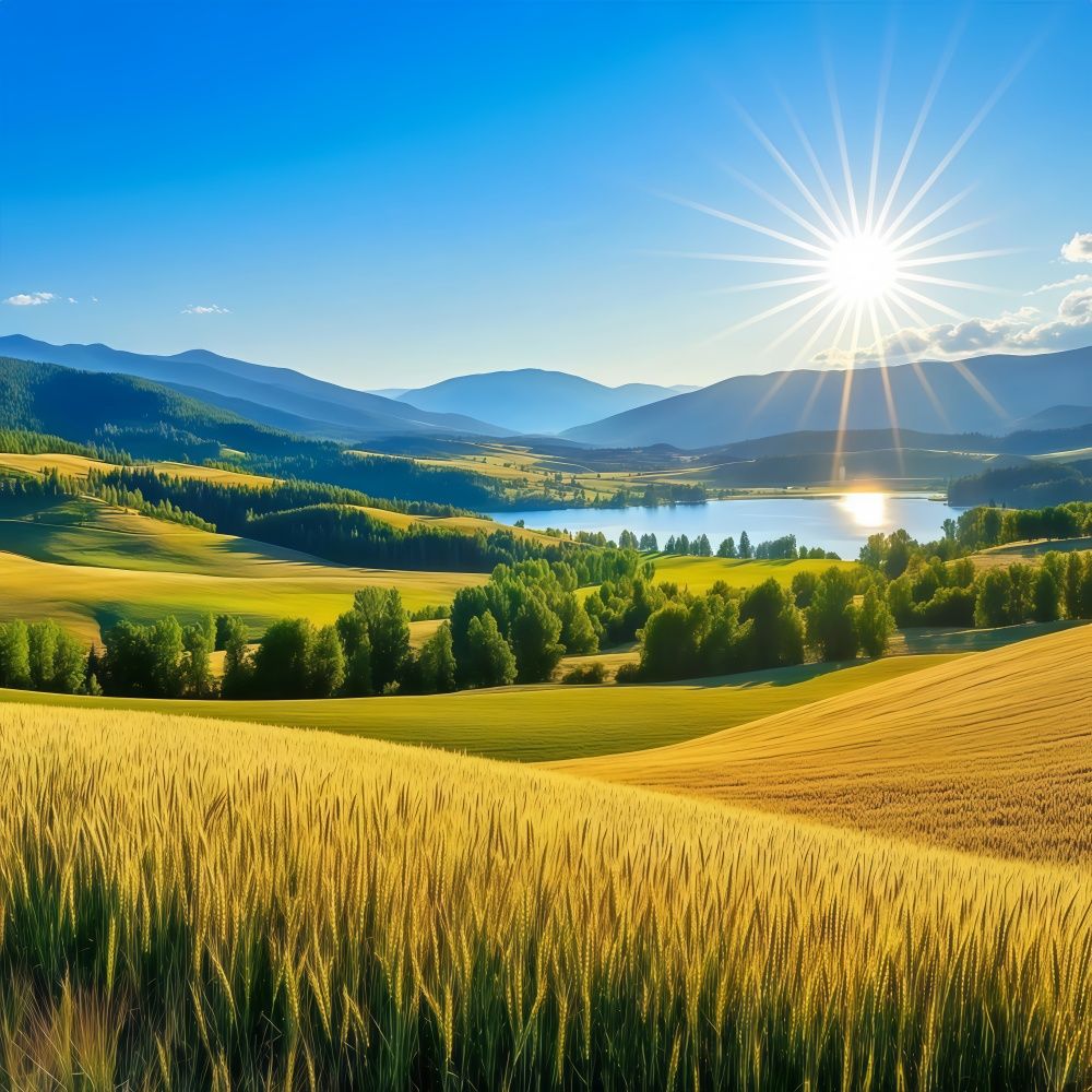 金麦丰收蒸蒸日上风景装饰卧室客厅玄关墙面门窗室内不干胶贴纸