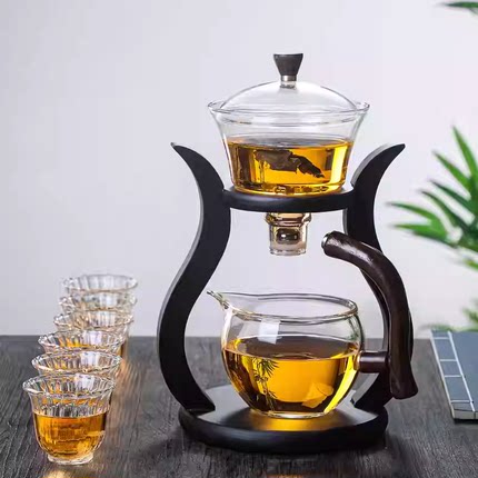 半自动懒人泡茶神器办公室玻璃茶具套装家用磁吸功夫茶杯茶壶