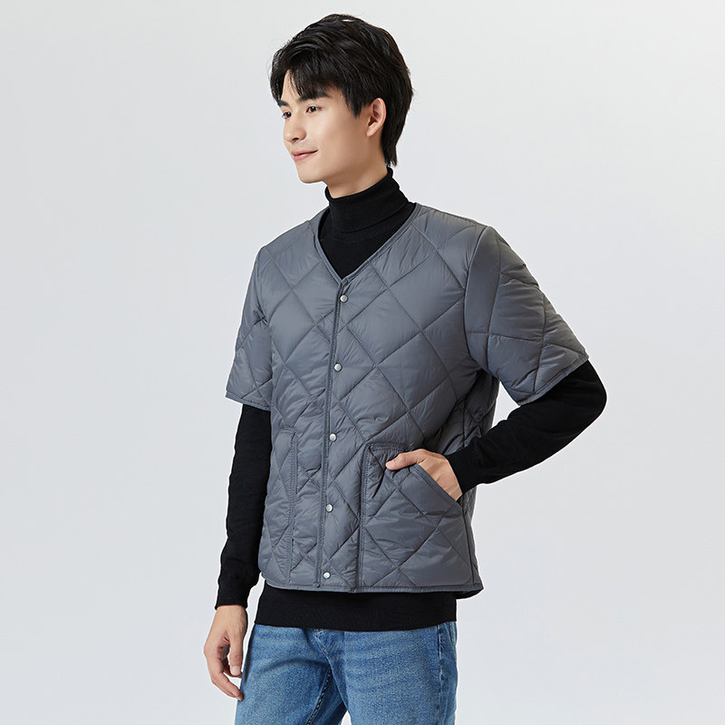 羽绒棉轻薄半袖马甲棉衣男士打底棉服内胆青少年短袖防寒保暖外套