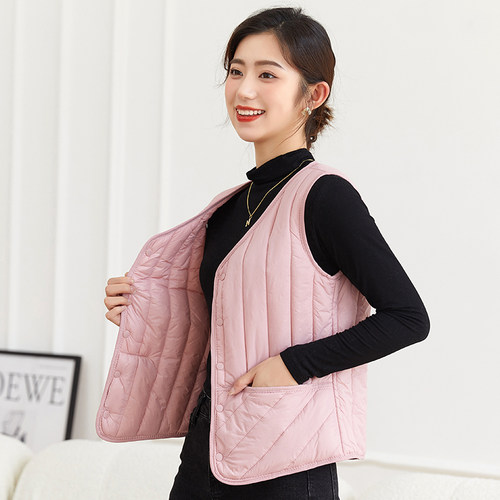 轻薄坎肩空调衫女打底羽绒棉马甲