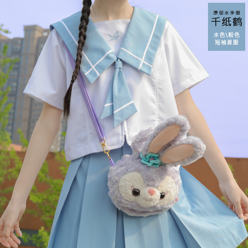 [dai]黛高原创正统jk制服千纸鹤水手服短袖粉蓝色水手服夏服