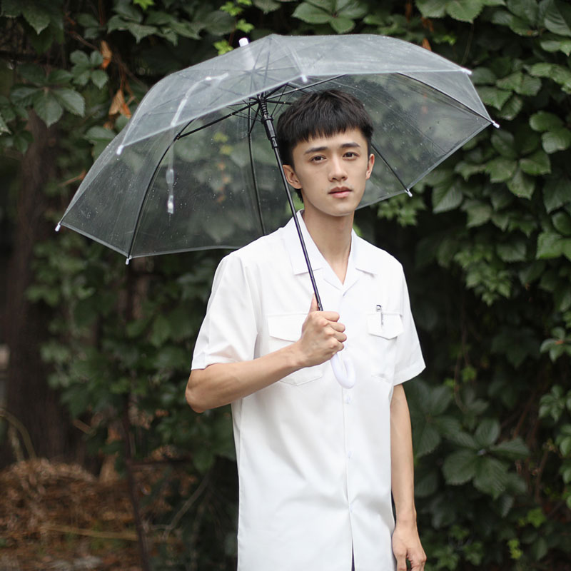 黛高校dk制服原创jk制服男生款衬衣班服灰蓝白短袖衬衫翻领双兜