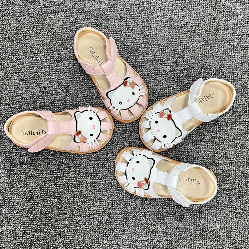 胖脚女童鞋公主凉鞋真皮夏季大脚胖版款小女孩洋气包头软底凉鞋