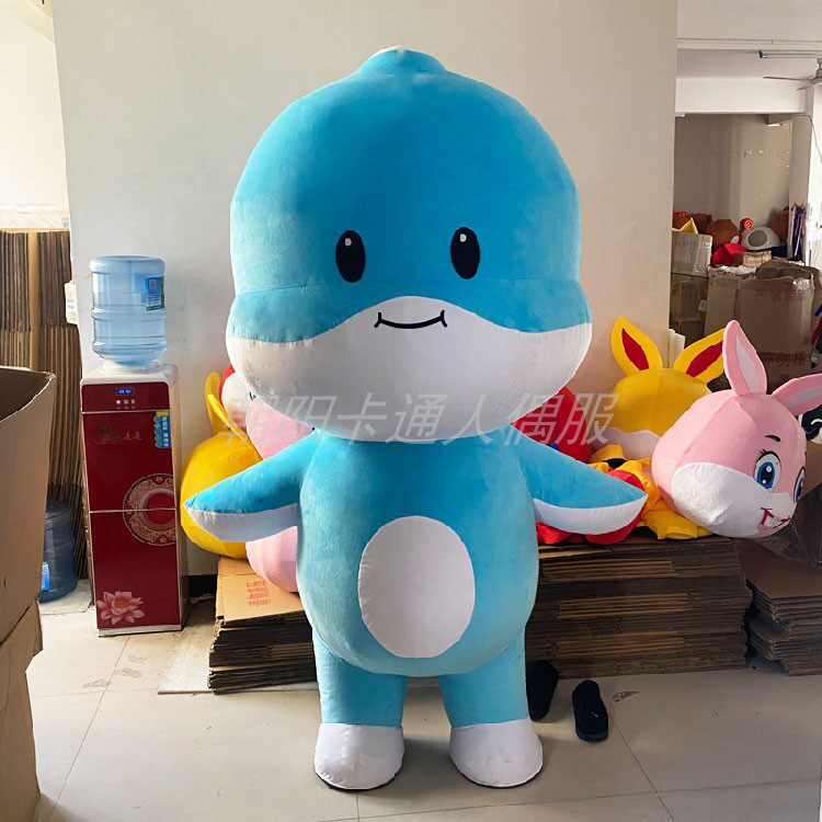 海豚卡通人偶毛绒充气行走幼儿园演出服江豚鲸鱼造型动漫表演服装