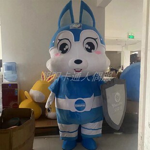 兔子人偶服装蓝色兔子卡通道具生肖兔企业表演头套流氓兔玩偶服装