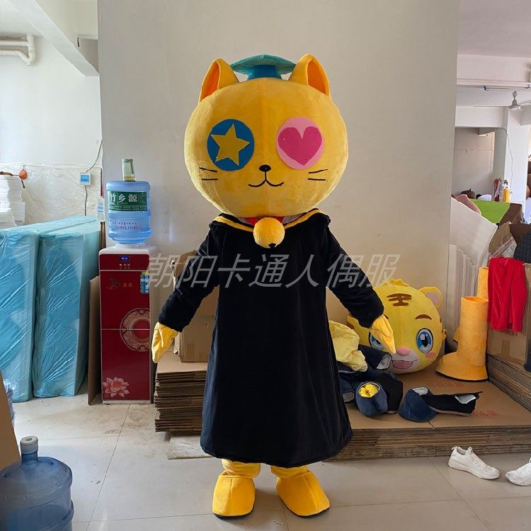 卡通人偶定制动物猫咪博士帽学校活动宣传学士博士玩偶道具服装