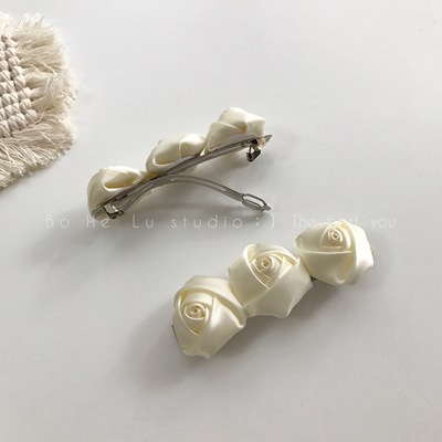 温柔系玫瑰花缎面超仙2021年发夹