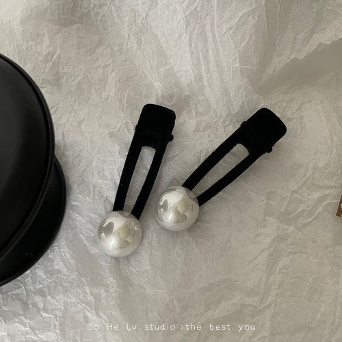 发夹边夹对夹小众珍珠丝绒发饰