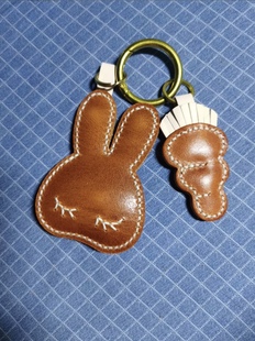 兔子手工定制牛真皮汽车钥匙扣挂件车挂包挂创意个性 礼品生日礼物