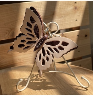 镂空大蝴蝶纯手工头层牛复古真皮车挂 包包挂件 DIY 古士达原创
