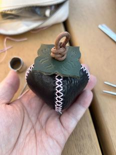 手工DIY小柿子真皮创意钥匙扣挂件好柿发生花生包包挂饰节日礼物